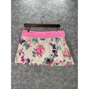 Lululemon Skirt Womens 10 Pink Floral Run Pace Setter Ruffle Back Tennis Skort